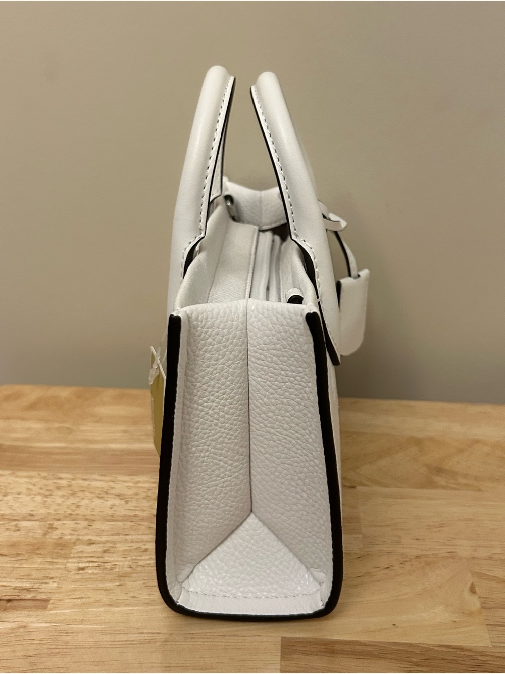 Michael Kors White Leather Satchel with Multicolor MK Accents - Picture 5 of 15